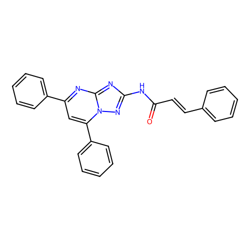 (2E)-N-(5,7-diphenyl[1,2,4]triazolo[1,5-a]pyrimidin-2-yl)-3-phenylprop-2-enamide structure