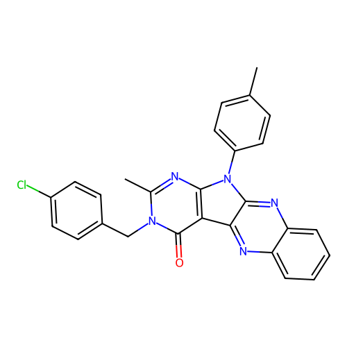 3-(4-chlorobenzyl)-2-methyl-11-(p-tolyl)-3H-pyrimido[5',4':4,5]pyrrolo[2,3-b]quinoxalin-4(11H)-one structure