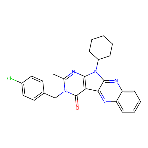 3-(4-chlorobenzyl)-11-cyclohexyl-2-methyl-3H-pyrimido[5',4':4,5]pyrrolo[2,3-b]quinoxalin-4(11H)-one structure