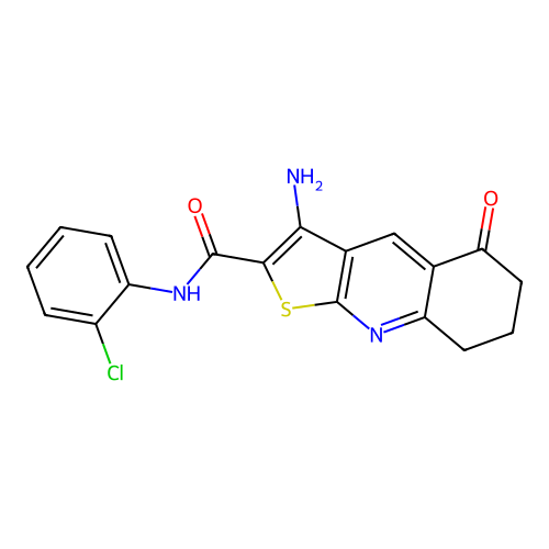 3-amino-N-(2-chlorophenyl)-5-oxo-5,6,7,8-tetrahydrothieno[2,3-b]quinoline-2-carboxamide structure