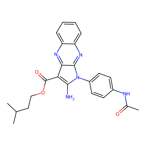 3-methylbutyl 1-(4-acetamidophenyl)-2-aminopyrrolo[3,2-b]quinoxaline-3-carboxylate structure