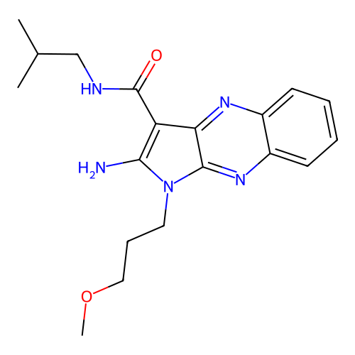 2-amino-N-isobutyl-1-(3-methoxypropyl)-1H-pyrrolo[2,3-b]quinoxaline-3-carboxamide structure