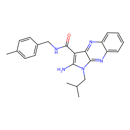 2-amino-1-isobutyl-N-(4-methylbenzyl)-1H-pyrrolo[2,3-b]quinoxaline-3-carboxamide structure