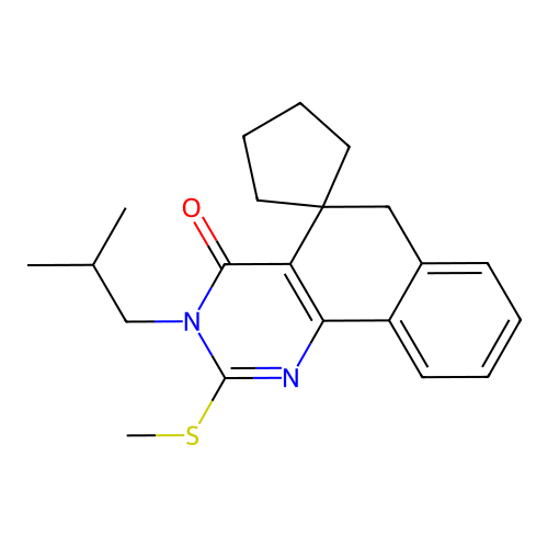 3-isobutyl-2-(methylthio)-3H-spiro[benzo[h]quinazoline-5,1'-cyclopentan]-4(6H)-one structure