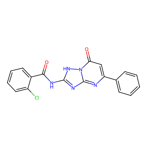 2-chloro-N-(7-hydroxy-5-phenyl[1,2,4]triazolo[1,5-a]pyrimidin-2-yl)benzamide structure