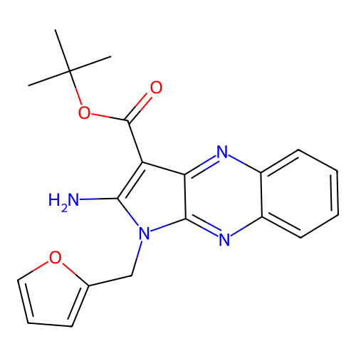Tert-butyl 2-amino-1-(furan-2-ylmethyl)pyrrolo[3,2-b]quinoxaline-3-carboxylate structure