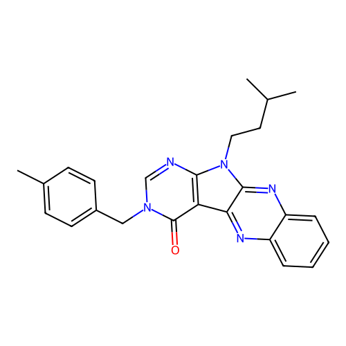 11-isopentyl-3-(4-methylbenzyl)-3H-pyrimido[5',4':4,5]pyrrolo[2,3-b]quinoxalin-4(11H)-one structure