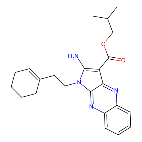 2-methylpropyl 2-amino-1-[2-(cyclohexen-1-yl)ethyl]pyrrolo[3,2-b]quinoxaline-3-carboxylate structure