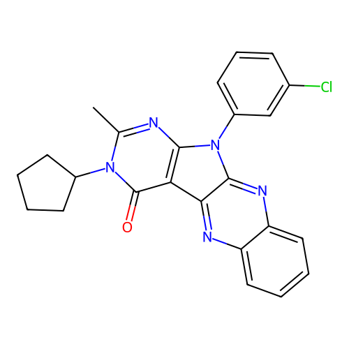 11-(3-chlorophenyl)-3-cyclopentyl-2-methyl-3,11-dihydro-4H-pyrimido[5',4':4,5]pyrrolo[2,3-b]quinoxalin-4-one structure