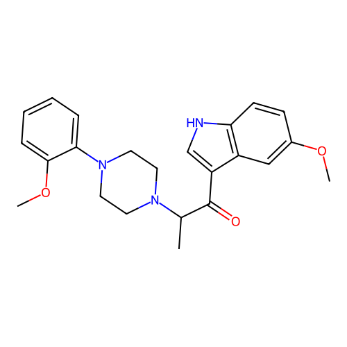1-(5-methoxy-1H-indol-3-yl)-2-[4-(2-methoxyphenyl)piperazin-1-yl]propan-1-one structure