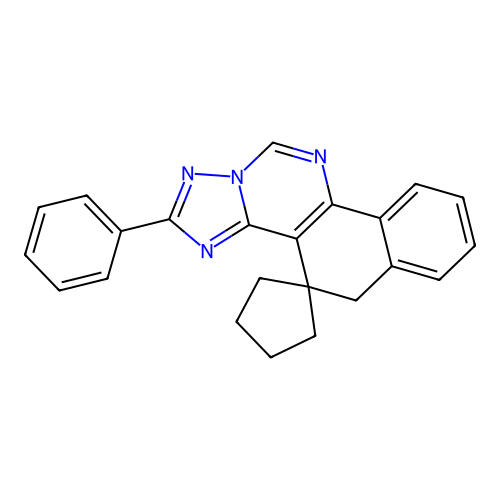 2-phenyl-5H-spiro[benzo[h][1,2,4]triazolo[1,5-c]quinazoline-4,1'-cyclopentane] structure