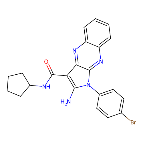 2-amino-1-(4-bromophenyl)-N-cyclopentyl-1H-pyrrolo[2,3-b]quinoxaline-3-carboxamide structure