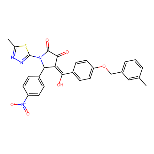 (4E)-4-(hydroxy{4-[(3-methylbenzyl)oxy]phenyl}methylidene)-1-(5-methyl-1,3,4-thiadiazol-2-yl)-5-(4-nitrophenyl)pyrrolidine-2,3-dione structure