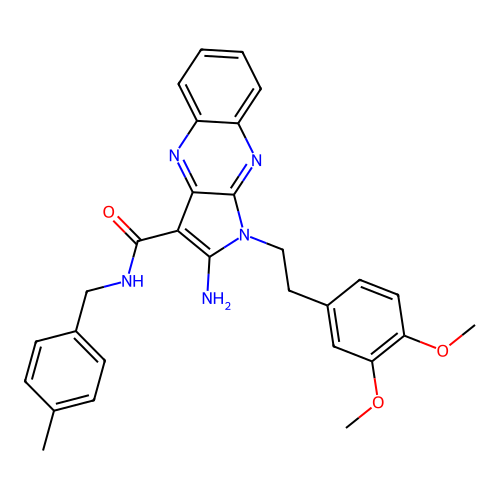 2-amino-1-(3,4-dimethoxyphenethyl)-N-(4-methylbenzyl)-1H-pyrrolo[2,3-b]quinoxaline-3-carboxamide structure