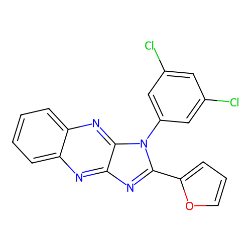 1-(3,5-dichlorophenyl)-2-(furan-2-yl)-1H-imidazo[4,5-b]quinoxaline structure