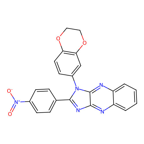 1-(2,3-dihydro-1,4-benzodioxin-6-yl)-2-(4-nitrophenyl)-1H-imidazo[4,5-b]quinoxaline structure