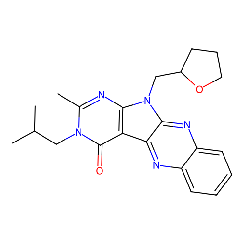 3-isobutyl-2-methyl-11-((tetrahydrofuran-2-yl)methyl)-3H-pyrimido[5',4':4,5]pyrrolo[2,3-b]quinoxalin-4(11H)-one structure