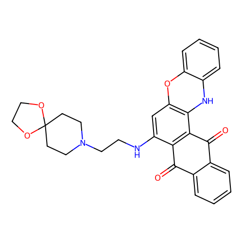 7-((2-(1,4-dioxa-8-azaspiro[4.5]decan-8-yl)ethyl)amino)-8H-naphtho[2,3-a]phenoxazine-8,13(14H)-dione structure