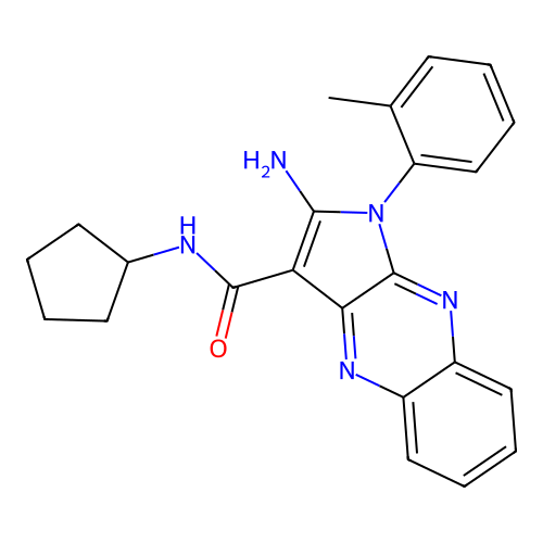 2-amino-N-cyclopentyl-1-(2-methylphenyl)-1H-pyrrolo[2,3-b]quinoxaline-3-carboxamide structure