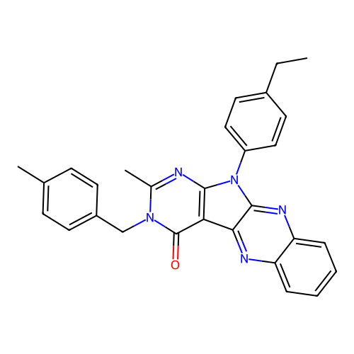11-(4-ethylphenyl)-2-methyl-3-(4-methylbenzyl)-3,11-dihydro-4H-pyrimido[5',4':4,5]pyrrolo[2,3-b]quinoxalin-4-one structure