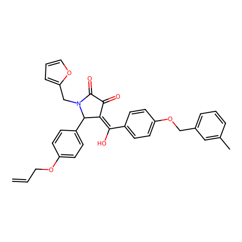 (4E)-1-(furan-2-ylmethyl)-4-(hydroxy{4-[(3-methylbenzyl)oxy]phenyl}methylidene)-5-[4-(prop-2-en-1-yloxy)phenyl]pyrrolidine-2,3-dione structure