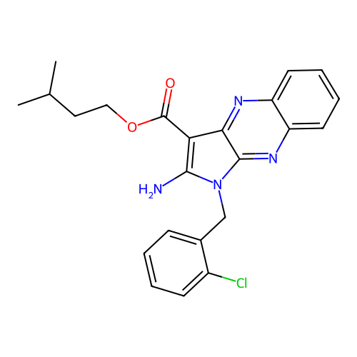 3-methylbutyl 2-amino-1-(2-chlorobenzyl)-1H-pyrrolo[2,3-b]quinoxaline-3-carboxylate structure