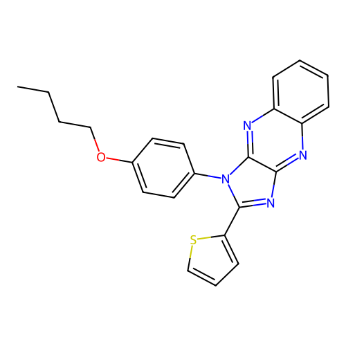 1-(4-butoxyphenyl)-2-(thiophen-2-yl)-1H-imidazo[4,5-b]quinoxaline structure