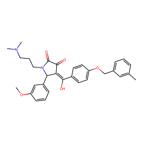 (4E)-1-[3-(dimethylamino)propyl]-4-(hydroxy{4-[(3-methylbenzyl)oxy]phenyl}methylidene)-5-(3-methoxyphenyl)pyrrolidine-2,3-dione structure