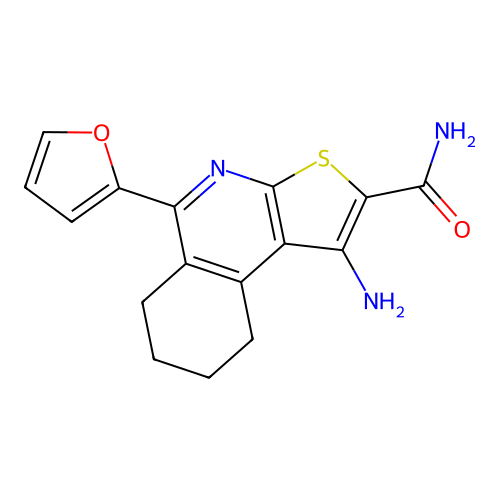 1-Amino-5-(furan-2-yl)-6,7,8,9-tetrahydrothieno[2,3-c]isoquinoline-2-carboxamide structure