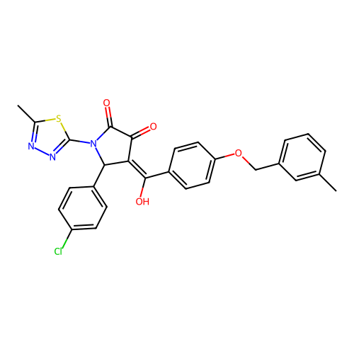 (4E)-5-(4-chlorophenyl)-4-(hydroxy{4-[(3-methylbenzyl)oxy]phenyl}methylidene)-1-(5-methyl-1,3,4-thiadiazol-2-yl)pyrrolidine-2,3-dione structure