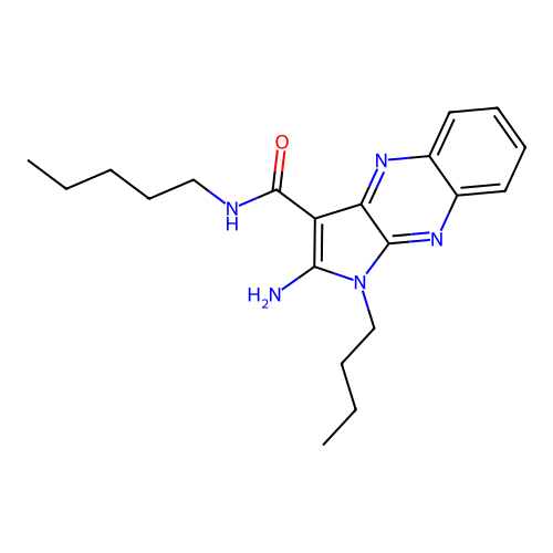 2-amino-1-butyl-N-pentyl-1H-pyrrolo[2,3-b]quinoxaline-3-carboxamide structure