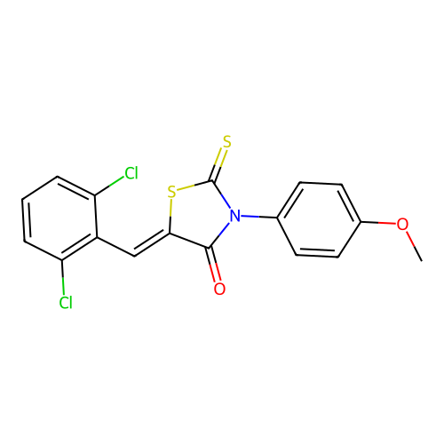 (5Z)-5-(2,6-dichlorobenzylidene)-3-(4-methoxyphenyl)-2-thioxo-1,3-thiazolidin-4-one structure