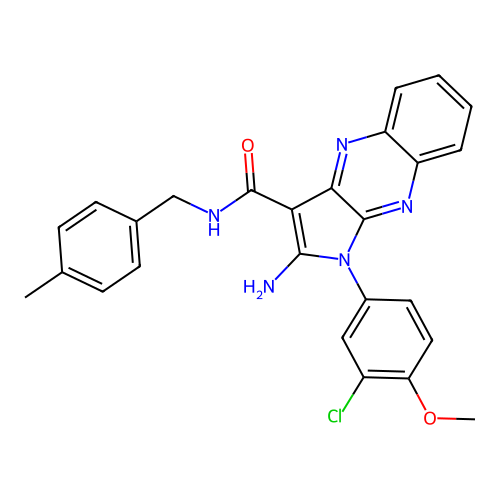 2-amino-1-(3-chloro-4-methoxyphenyl)-N-(4-methylbenzyl)-1H-pyrrolo[2,3-b]quinoxaline-3-carboxamide structure