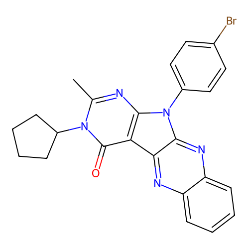 11-(4-bromophenyl)-3-cyclopentyl-2-methyl-3H-pyrimido[5',4':4,5]pyrrolo[2,3-b]quinoxalin-4(11H)-one structure