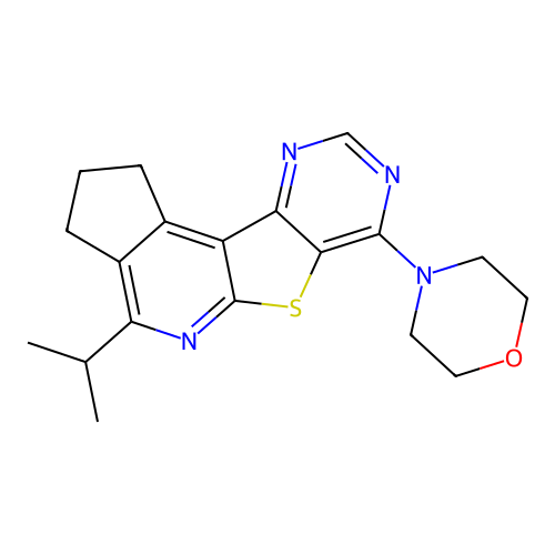 4-(4-isopropyl-2,3-dihydro-1H-cyclopenta[4',5']pyrido[3',2':4,5]thieno[3,2-d]pyrimidin-7-yl)morpholine structure