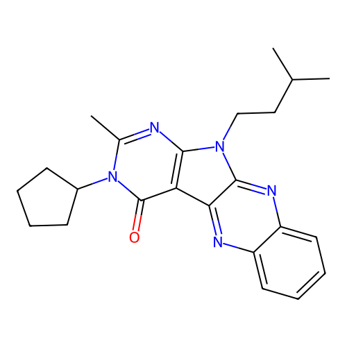 3-cyclopentyl-11-isopentyl-2-methyl-3H-pyrimido[5',4':4,5]pyrrolo[2,3-b]quinoxalin-4(11H)-one structure