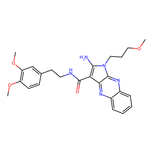 2-amino-N-(3,4-dimethoxyphenethyl)-1-(3-methoxypropyl)-1H-pyrrolo[2,3-b]quinoxaline-3-carboxamide structure