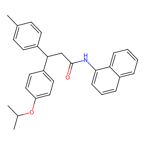 3-(4-methylphenyl)-N-(naphthalen-1-yl)-3-[4-(propan-2-yloxy)phenyl]propanamide structure