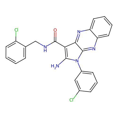 2-amino-N-(2-chlorobenzyl)-1-(3-chlorophenyl)-1H-pyrrolo[2,3-b]quinoxaline-3-carboxamide structure