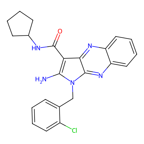 2-amino-1-(2-chlorobenzyl)-N-cyclopentyl-1H-pyrrolo[2,3-b]quinoxaline-3-carboxamide structure
