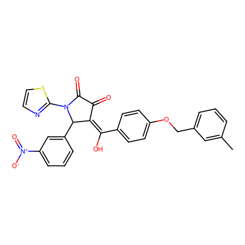 (4E)-4-(hydroxy{4-[(3-methylbenzyl)oxy]phenyl}methylidene)-5-(3-nitrophenyl)-1-(1,3-thiazol-2-yl)pyrrolidine-2,3-dione structure