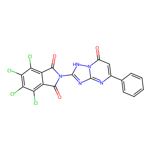 4,5,6,7-tetrachloro-2-(7-oxo-5-phenyl-4,7-dihydro-[1,2,4]triazolo[1,5-a]pyrimidin-2-yl)isoindoline-1,3-dione structure