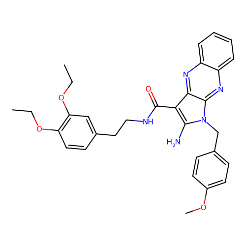 2-amino-N-(3,4-diethoxyphenethyl)-1-(4-methoxybenzyl)-1H-pyrrolo[2,3-b]quinoxaline-3-carboxamide structure