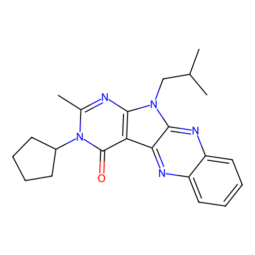 3-cyclopentyl-11-isobutyl-2-methyl-3H-pyrimido[5',4':4,5]pyrrolo[2,3-b]quinoxalin-4(11H)-one structure