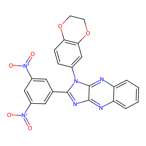 1-(2,3-dihydro-1,4-benzodioxin-6-yl)-2-(3,5-dinitrophenyl)-1H-imidazo[4,5-b]quinoxaline structure