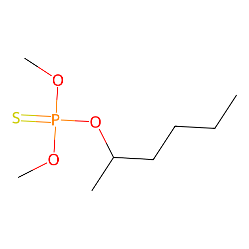 Phosphorothioic acid, O,O-dimethyl S-hexyl ester structure