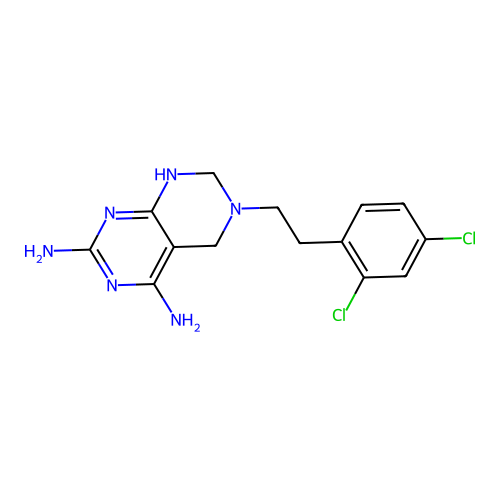 6-[2-(2,4-dichlorophenyl)ethyl]-7,8-dihydro-5H-pyrimido[4,5-d]pyrimidine-2,4-diamine structure