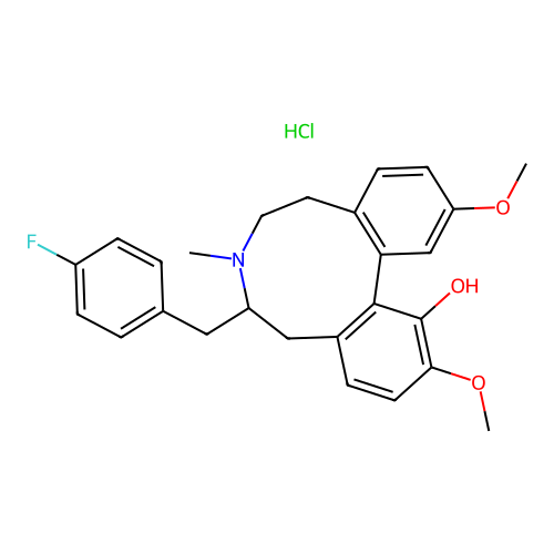 (-)-6,7,8,9-Tetrahydro-2,12-dimethoxy-7-methyl-5H-dibenz(d,f)azonin-1-ol hydrochloride structure
