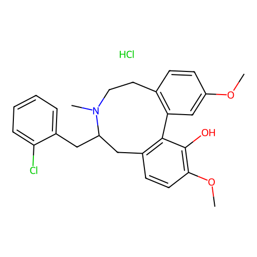 5H-Dibenz(d,f)azonin-1-ol, 6,7,8,9-tetrahydro-6-((2-chlorophenyl)methyl)-2,12-dimethoxy-7-methyl-, hydrochloride, (-)- structure