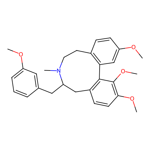 5H-Dibenz(d,f)azonine, 6,7,8,9-tetrahydro-6-((3-methoxyphenyl)methyl)-7-methyl-1,2,12-trimethoxy-, (-)- structure